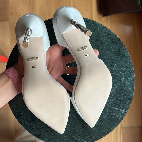 OZARA II - CRYSTAL HEEL POINTED TOE BRIDAL PUMP - WHITE - Picture 11 of 15